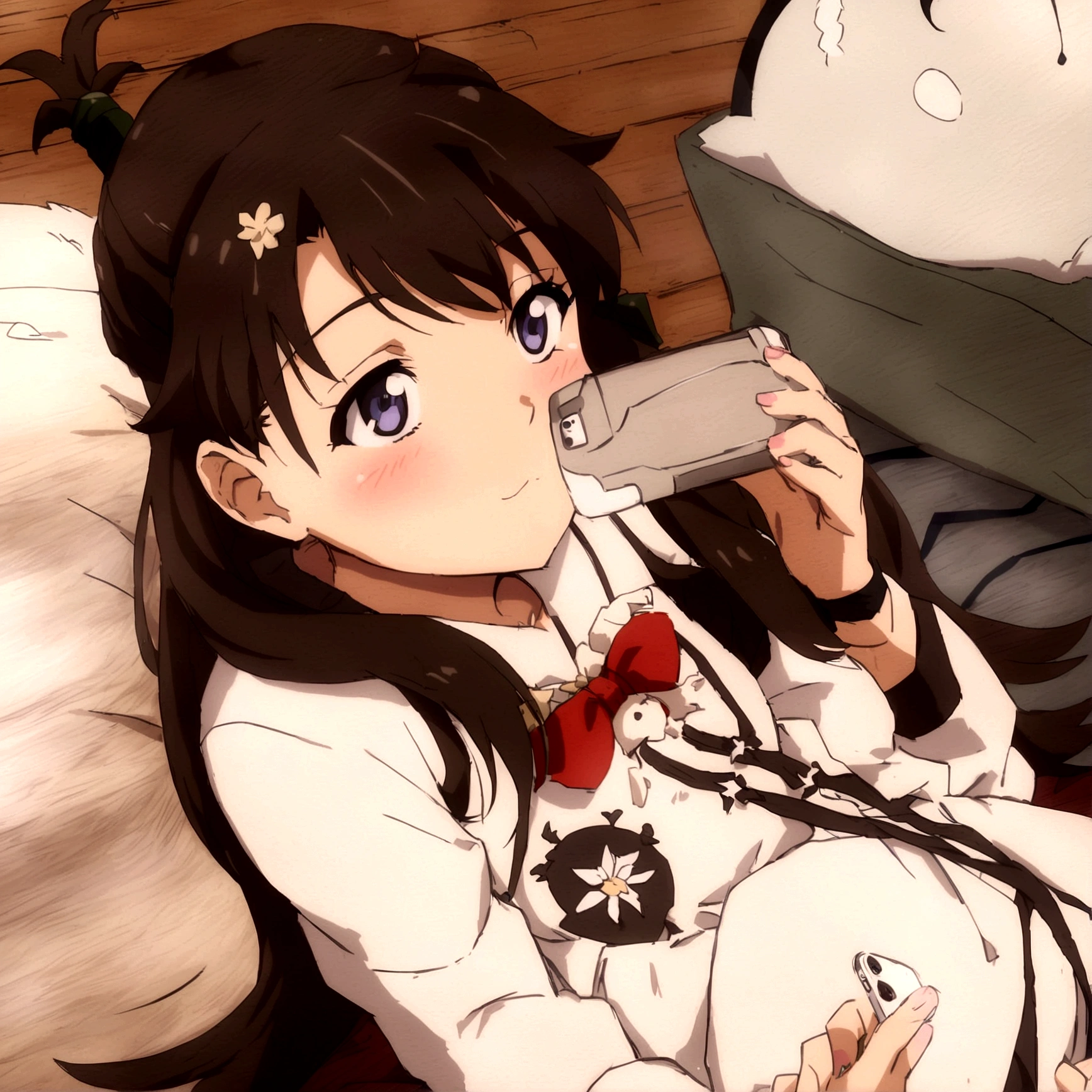 someone is playing a video game on their phone, anime moe artstyle, marin kitagawa fanart, kantai collection style, hinata hyuga, ( ( ( yoshinari yoh ) ) ), anime vibes, “anime girl, anime visual of a cute girl