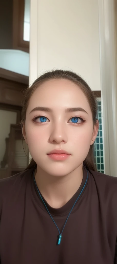 Beautiful big breastokeh), indoors, detailed luxury living room, gentle and charming beautiful goddess, Korean(kpop-idol), solo, necklace, oval face, double eyelids, smart, good hands, good feet, Natural, (from below angle), (glossy skin:1.05), ((low angle)), Perfect figure, (64k, UHD, RAW photo, best quality, masterpiece:1.4), (realistic, photo-realistic:1.37), ultra high res, photon mapping, radiosity, physically-based rendering, professional soft lighting, blue eyes, purpel hair