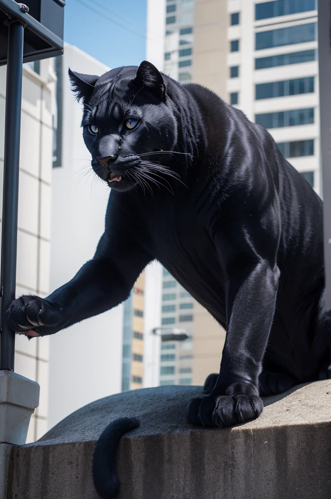 Panther on king&#39;s throne with trophy