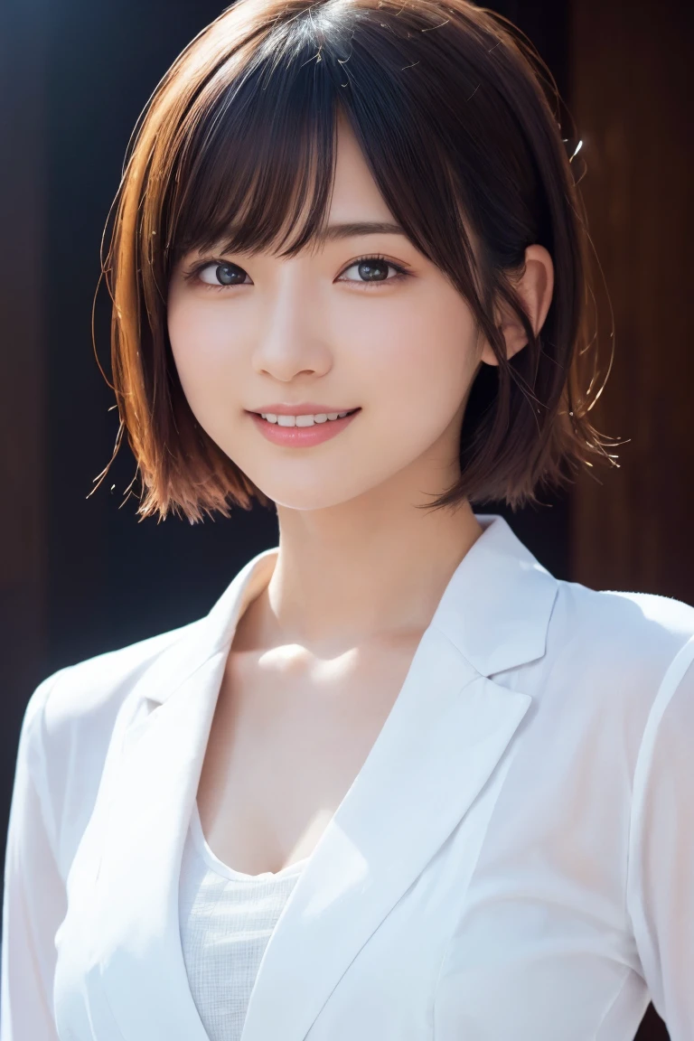 ((ビーチバレー:1.3)),1 girl, (Wearing colorful stage costumes:1.2), Very beautiful Japanese idol portraits, Face close-up, (RAW Photos, highest quality), (Realistic, Realistic:1.4), (masterpiece), Very delicate and beautiful, Very detailed, 2k wallpaper, wonderful, finely, Very detailed CG Unity 8K wallpaper, Very detailed, High resolution, Soft Light, Beautiful detailed girl, Very detailed目と顔, Beautiful and sophisticated nose, Finely beautiful eyes, Cinema Lighting, (Simple light color background:1.3), (short hair), (Bob), Complete Anatomy, Slender body, Small breasts, smile,((ビーチバレー:1.3))