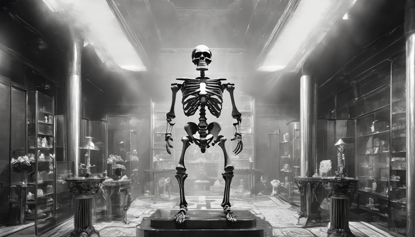 Highest quality、Decadent、Giant skeleton、monotone、
