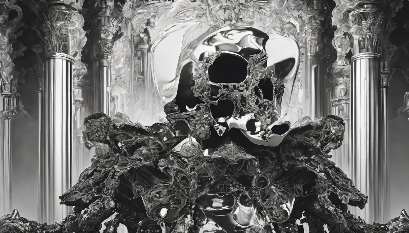 Highest quality、Decadent、Giant skeleton、monotone、
