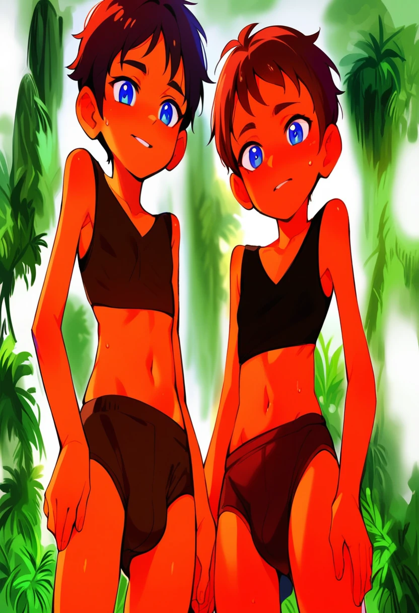 Belly button　juvenile　Brown skin　Sweating