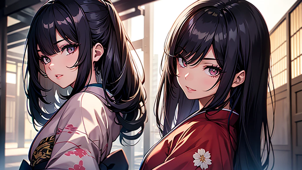 (1girl:1.3), Masterpiece, Best quality, amazing beauty, [[3D]], 4K, absurdres, finely detail, super detailed eye, perfect anatomy, official art, cinematic lighting, BREAK, Japanese-style room, long hair, black hair, super shiny detailed black eye, big eyes, sparkle(in the eyes), thin eyebrow, Gazing into the Distance, close-mouth, plump lips, Mascara, False eyelashes, pink lips, eyewear, happy face, BREAK , usually, tall, slender, fair skin, crossed arms, full body, from side, BREAK , ornate hairpin, BREAK,(kimono:1.3)