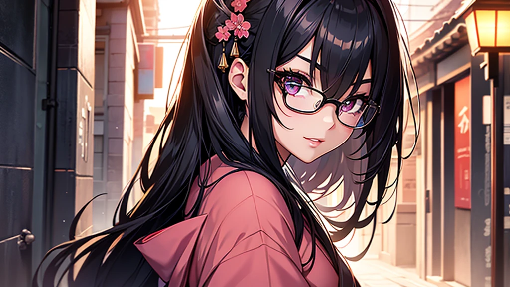 (1girl:1.3), Masterpiece, Best quality, amazing beauty, [[3D]], 4K, absurdres, finely detail, super detailed eye, perfect anatomy, official art, cinematic lighting, BREAK, Japanese-style room, long hair, black hair, super shiny detailed black eye, big eyes, sparkle(in the eyes), thin eyebrow, Gazing into the Distance, close-mouth, plump lips, Mascara, False eyelashes, pink lips, eyewear, happy face, BREAK , usually, tall, slender, fair skin, crossed arms, full body, from side, BREAK , ornate hairpin, BREAK,(kimono:1.3)