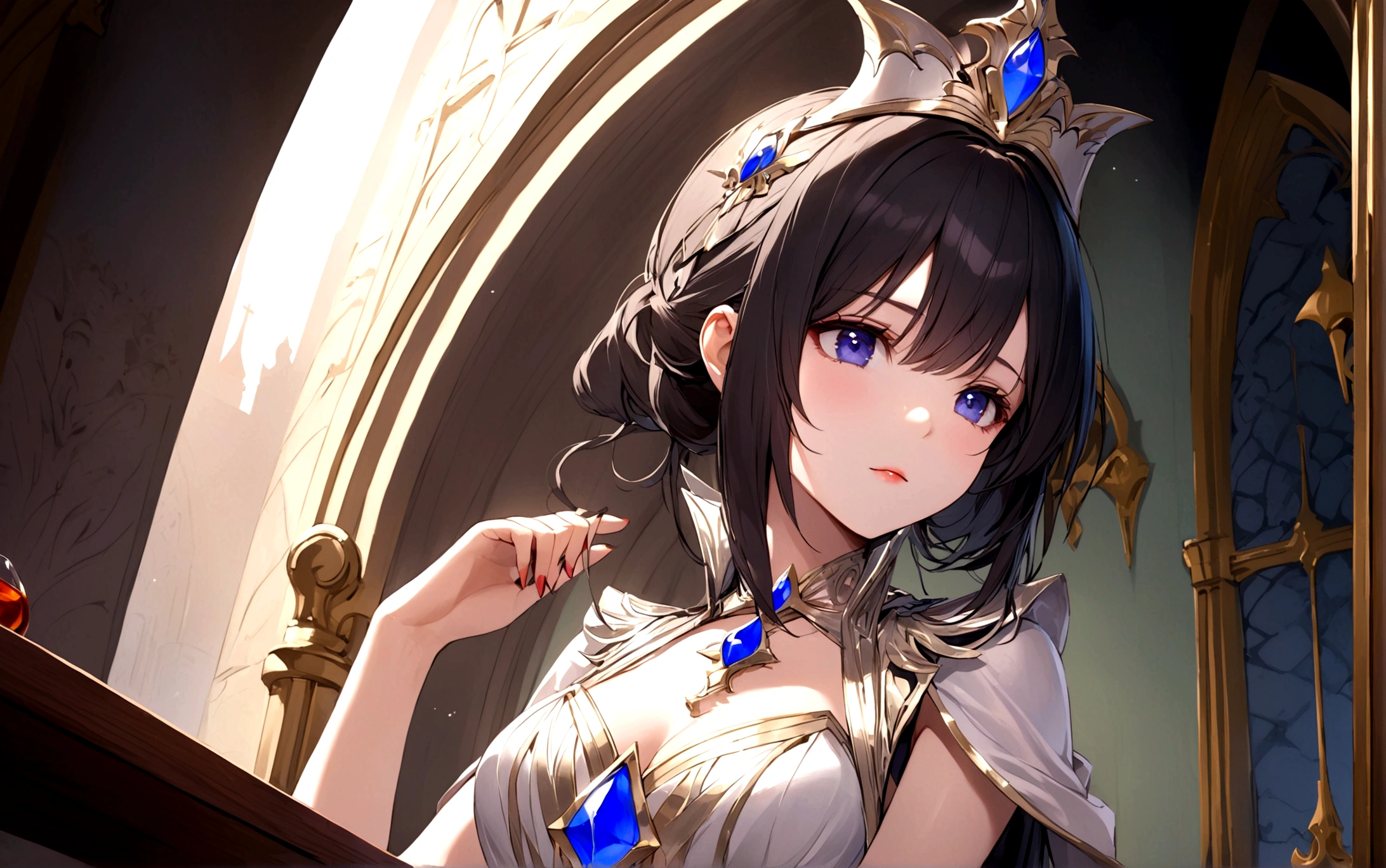 Black-haired girl,Tipsy,Buttress
