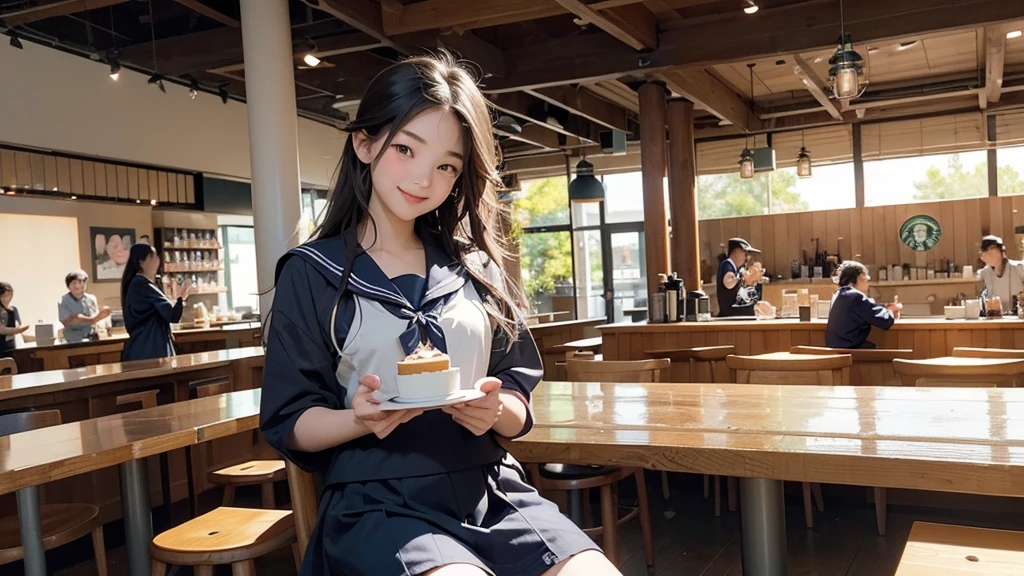 
(((((((Junior high school girl in sailor suit)))))))
(((((お洒落でcuteInside the Starbucks store)))))
8K、RAW Photos、Highest quality、Super detailed、Super Resolution、Ultra HD、8K壁紙、Amazing details



(((((((Inside the Starbucks store)))))))、((((((Sit down and eat cake、Drink Starbucks coffee、smile))))))、((Heart Necklace))




Modern and sleek design：Interior design using natural materials、Many of the designs are warm and made using wood and metal.。
Large windows：自然光をたっぷり取り入れるためのLarge windowsがあり、Providing a bright and open space。
Green Interior：Potted plants are effectively placed、It creates a relaxing atmosphere。
artwork：Works by local artists、Starbucks-related art on display。
Cozy seating：Cushioned chairs and sofas、Bar sheet etc.、A variety of seating options available。
Open kitchen area：Being able to see how drinks and food are made、We provide peace of mind and transparency。
Unique lighting：Antique lamps and chandeliers、Modern lighting fixtures are used。
Comfortable background music：Relaxing music is playing、A comfortable space is provided。
Wide々Table space：一人でもグループでも使いやすいWide々There is a table with。
Community Table：There is a large table where you can socialize with other customers.。
Seasonal decorations：The decorations are themed according to the season.。
Design with a local feel：The design incorporates the local culture and characteristics.。
Fragrance production：コーヒーの香りが店内にWideがり、A space that satisfies the five senses has been created.。
Conversation with a barista：フレンドリーなConversation with a baristaが楽しめるカウンターエリアがあります。




8K、RAW Photos、Highest quality、masterpiece:1.2、Super detailed、Super Resolution、Ultra HD、8K壁紙、Amazing details、Photorealistic:1.4、Having fun by the water、Full Body Shot、Full body photo、High-resolution RAW color photos、Professional photos、A scene full of emotion、Very detailed and beautiful、Ultra HD、8K壁紙、Amazing details、Huge file sizes、Highly detailed beautiful girls、Highly detailed face Highly detailed eyes、Extremely realistic skin、 Highly detailed fingers, Highly detailed nose, Highly detailed mouth, Perfect Anatomy, Highly detailed background, Highly detailed clothing, Teen, cute女の子, Famous Japanese Idols, cute, Realistic body, Slender, White skin, Glowing Skin, Slim body, Realistic Face, Delicate eyes, double eyelid, 


