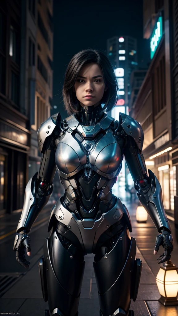 1man, robot, samurai, sword, stand, cyberpunk, attack pose, night full shot, hyper-realistic, cinematic, detailed, hypermaximalist, octane render, unreal engine 5, 8K, portrait, full body, beauty art, shot photography by Wes Anderson, Middle shot portrait, ultra high details, symmetrical eyes, Low light, Cinematic lighting, NVIDIA Iray render, terracotta, ultra high definition, artstation, Smooth, sharp focus, Photorealism, Photography, Realistic Detail, Depth of field, 8k, Full HD, 3d, Super resolution, octane render, award winning photo, shot on Canon DSLR, f/2.8 Long exposure, 25mm, unreal engine