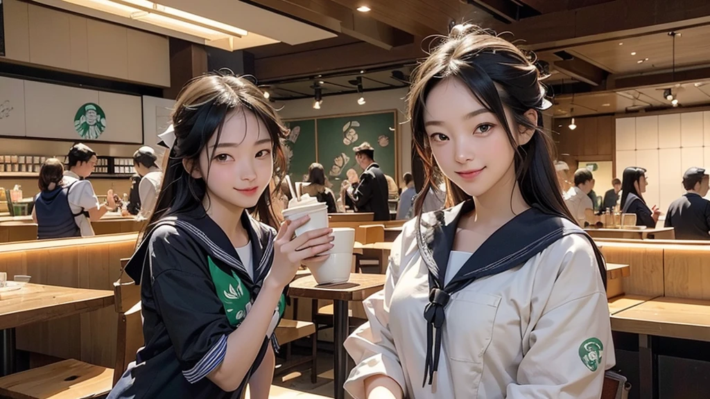 (((((((Junior high school girl in sailor suit)))))))
(((((お洒落でcuteInside the Starbucks store)))))
8K、RAW Photos、Highest quality、Super detailed、Super Resolution、Ultra HD、8K壁紙、Amazing details
(((((((Inside the Starbucks store)))))))、((((((Sit down and eat cake、Drink Starbucks coffee、smile))))))、((Heart Necklace))
Modern and sleek design:Interior design using natural materials、Many of the designs are warm and made using wood and metal.。
Large windows:自然光をたっぷり取り入れるためのLarge windowsがあり、Providing a bright and open space。
Green Interior:Potted plants are effectively placed、It creates a relaxing atmosphere。
artwork:Works by local artists、Starbucks-related art on display。
Cozy seating:Cushioned chairs and sofas、Bar sheet etc.、A variety of seating options available。
Open kitchen area:Being able to see how drinks and food are made、We provide peace of mind and transparency。
Unique lighting:Antique lamps and chandeliers、Modern lighting fixtures are used。
Comfortable background music:Relaxing music is playing、A comfortable space is provided。
Wide々Table space:一人でもグループでも使いやすいWide々There is a table with。
Community Table:There is a large table where you can socialize with other customers.。
Seasonal decorations:The decorations are themed according to the season.。
Design with a local feel:The design incorporates the local culture and characteristics.。
Fragrance production:コーヒーの香りが店内にWideがり、A space that satisfies the five senses has been created.。
Conversation with a barista:フレンドリーなConversation with a baristaが楽しめるカウンターエリアがあります。
8K、RAW Photos、Highest quality、masterpiece:1.2、Super detailed、Super Resolution、Ultra HD、8K壁紙、Amazing details、Photorealistic:1.4、Having fun by the water、Full Body Shot、Full body photo、High-resolution RAW color photos、Professional photos、A scene full of emotion、Very detailed and beautiful、Ultra HD、8K壁紙、Amazing details、Huge file sizes、Highly detailed beautiful girls、Highly detailed face Highly detailed eyes、Extremely realistic skin、 Highly detailed fingers, Highly detailed nose, Highly detailed mouth, Perfect Anatomy, Highly detailed background, Highly detailed clothing, , cute女の子, Famous Japanese Idols, cute, Realistic body, Slender, White skin, Glowing Skin, Slim body, Realistic Face, Delicate eyes, double eyelid,