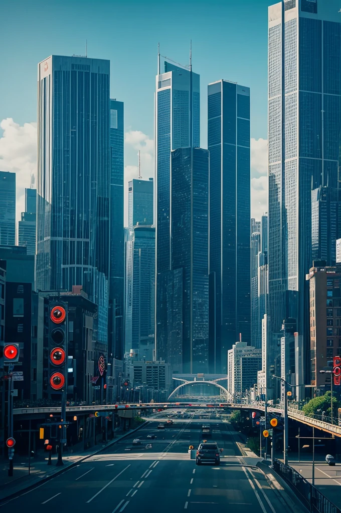 "Produce a scene depicting AI entities interacting in a futuristic environment and city in landscape