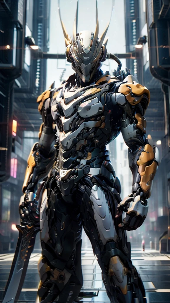 1man, robot, samurai, sword, stand, cyberpunk, attack pose, night full shot, hyper-realistic, cinematic, detailed, hypermaximalist, octane render, unreal engine 5, 8K, portrait, full body, beauty art, shot photography by Wes Anderson, Middle shot portrait, ultra high details, symmetrical eyes, Low light, Cinematic lighting, NVIDIA Iray render, terracotta, ultra high definition, artstation, Smooth, sharp focus, Photorealism, Photography, Realistic Detail, Depth of field, 8k, Full HD, 3d, Super resolution, octane render, award winning photo, shot on Canon DSLR, f/2.8 Long exposure, 25mm, unreal engine