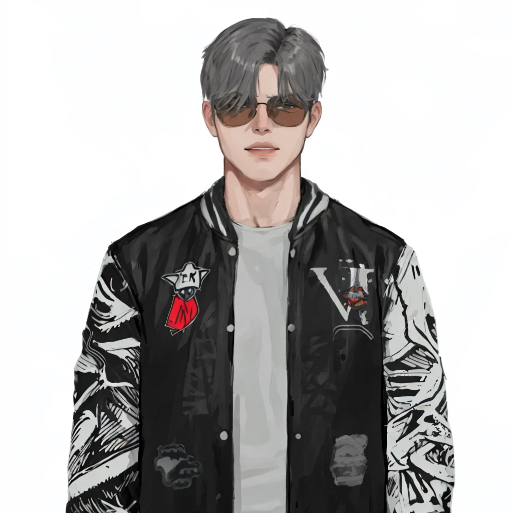 (masterpiece:1.2, best quality), (1men, solo, upper body:1.2),flat face,Hair: buzz cut,Clothing: oversized, distressed denim jacket with patches and pins, paired with black skinny jeans and combat boots, Hanging out in an underground music venue or street art exhibit