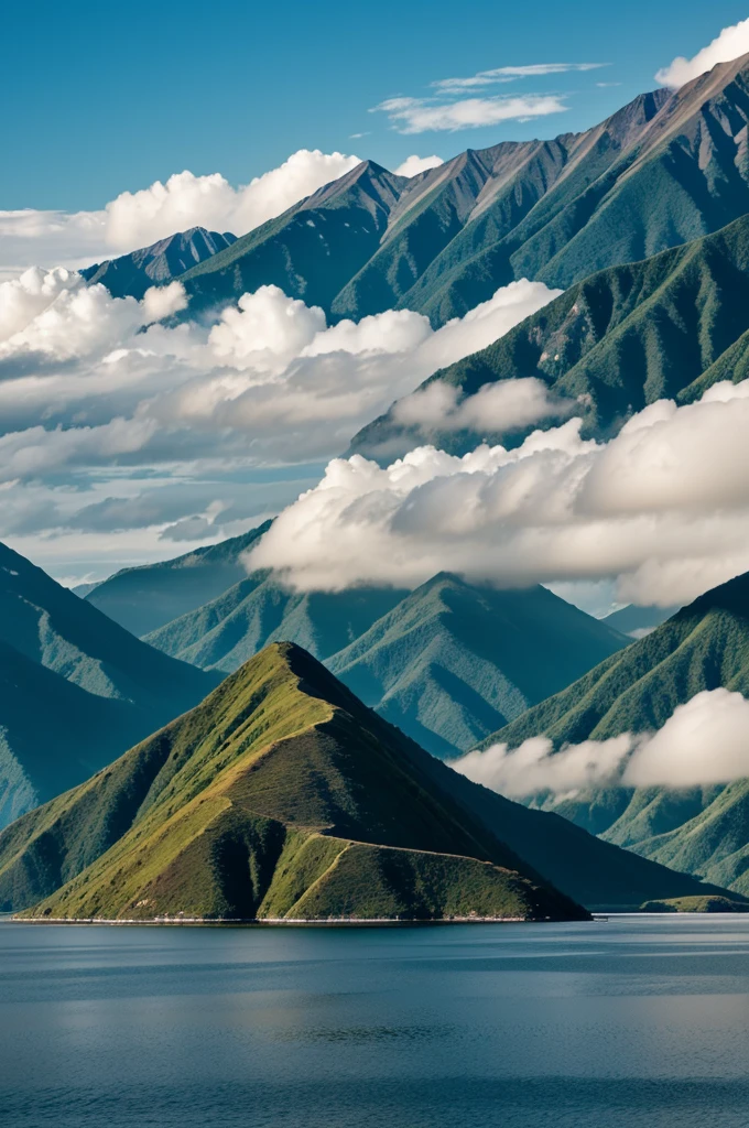 Create an image for me where the Amazon is , the sea , and in the mountains is the Andes mountain range