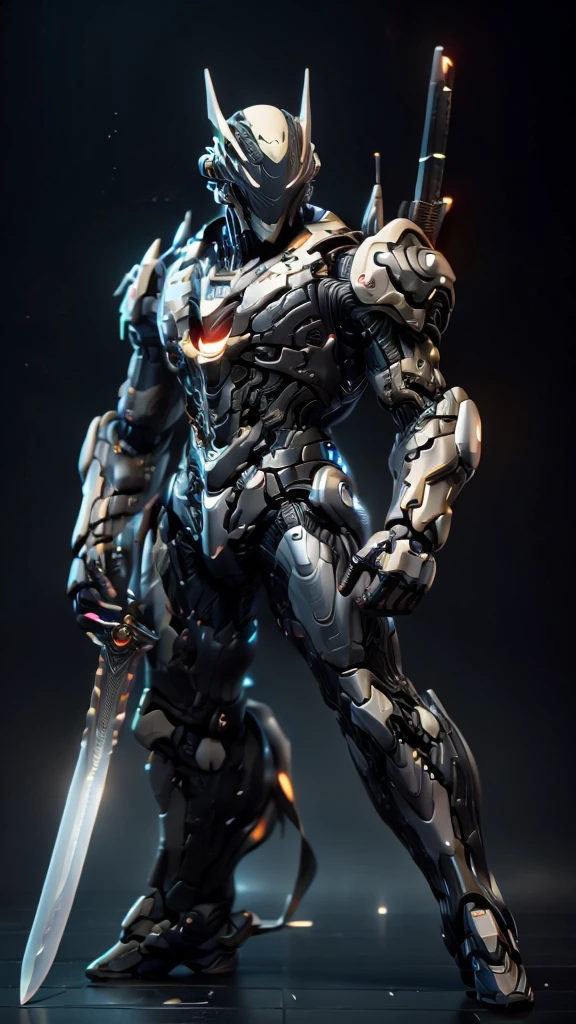 1man, robot, samurai, sword, stand, cyberpunk, attack pose, night full shot, hyper-realistic, cinematic, detailed, hypermaximalist, octane render, unreal engine 5, 8K, portrait, full body, beauty art, shot photography by Wes Anderson, Middle shot portrait, ultra high details, symmetrical eyes, Low light, Cinematic lighting, NVIDIA Iray render, terracotta, ultra high definition, artstation, Smooth, sharp focus, Photorealism, Photography, Realistic Detail, Depth of field, 8k, Full HD, 3d, Super resolution, octane render, award winning photo, shot on Canon DSLR, f/2.8 Long exposure, 25mm, unreal engine