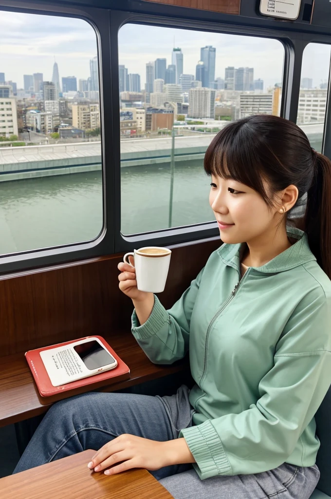 With a city view in the background、To switch between work and personal life々People engaged in various activities are depicted.。A person is relaxing at a cafe drinking coffee、The other person is reading manga on his commute.。and、Another person is out drinking with a colleague.。Around them、Small items and tools that symbolize each activity(Coffee cup、Book、Smartphones, etc.)is sprinkled with。At the center is、A person with a calm and relaxed expression、It is meant to symbolize a successful transition between work and personal life.。In the background、A quiet place just a step away from the hustle and bustle of everyday life。Overall warm colours、Expresses the importance of relaxation and switching