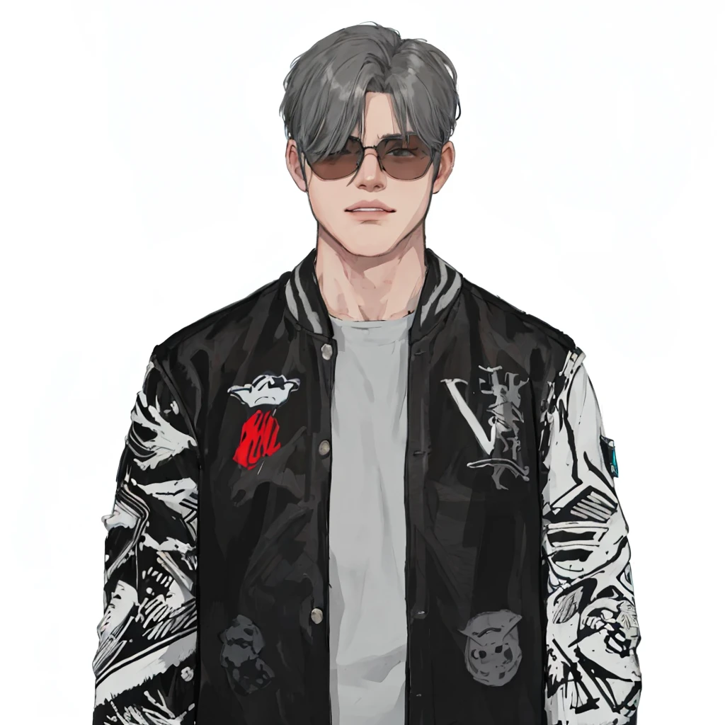 (masterpiece:1.2, best quality), (1men, solo, upper body:1.2),flat face,Hair: buzz cut,Clothing: oversized, distressed denim jacket with patches and pins, paired with black skinny jeans and combat boots, Hanging out in an underground music venue or street art exhibit