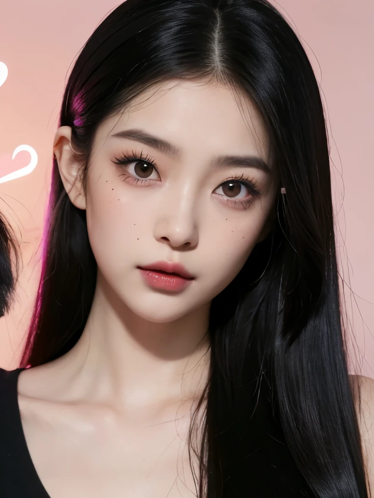 Kim Jennie with dark black hair, with curlers at the ends of dark black hair, with a star clip in her dark black hair, light colored eyes, pretty eyes, crying eyes, pretty, upturned nose, Pretty lips, pink lips, heart and cupid shaped lip, pretty skin, pale, White skin, with moles and freckles all over his face, soft pink blush on the cheeks, natural pink blush, dark and gothic makeup, Gothic Jennie, while she is with a cute boy by her side, with a cute asian boy standing next to her, while there is a man's torso, while the man'His hand is on his jaw.., beautiful man's hands, with a gothic boy, nice collars, marked collar, frown, angry look, with a kiss necklace, a pretty kiss necklace, while her nipples are noticeable (big breasts, soft breasts, nice breasts, natural breasts), with a white dress, short and transparent dress, visible on the nipple, with a boy by his side, with her boyfriend, looking to the camera, autophoto