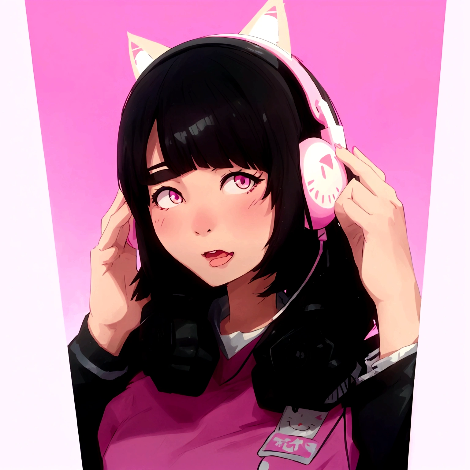 arafed asian girl with cat ears and headphones on, wearing cat ear headphones, girl with cat ears, anime girl with cat ears, with headphones, woman with cat ears, lofi girl, with head phones, anime ears, ruan cute vtuber, fake cat ears, lofi portrait, pink headphones, ulzzang, e-girl