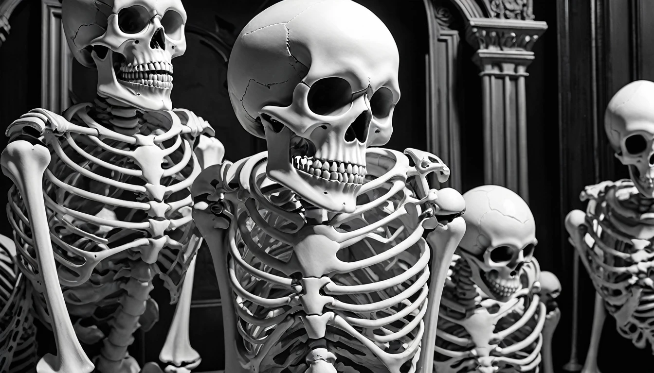 Highest quality、Decadent、Giant skeleton、monotone、