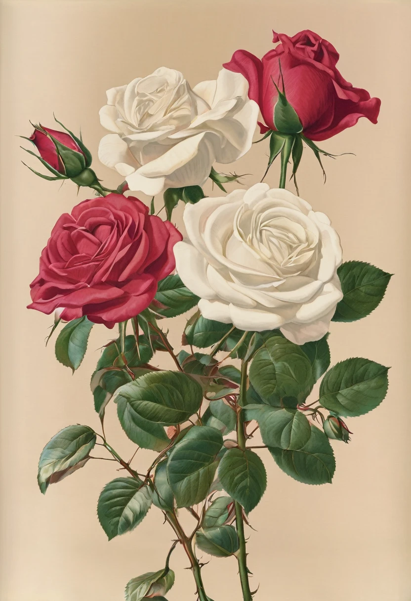 drawing of roses. design for curtains