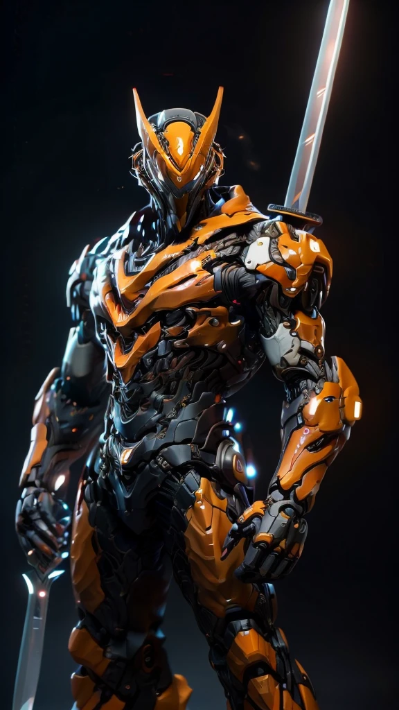 1man, robot, samurai, sword, carrying a sword, stand, cyberpunk, attack pose, night full shot, hyper-realistic, cinematic, detailed, hypermaximalist, octane render, unreal engine 5, 8K, portrait, full body, beauty art, shot photography by Wes Anderson, Middle shot portrait, ultra high details, symmetrical eyes, Low light, Cinematic lighting, NVIDIA Iray render, terracotta, ultra high definition, artstation, Smooth, sharp focus, Photorealism, Photography, Realistic Detail, Depth of field, 8k, Full HD, 3d, Super resolution, octane render, award winning photo, shot on Canon DSLR, f/2.8 Long exposure, 25mm, unreal engine
