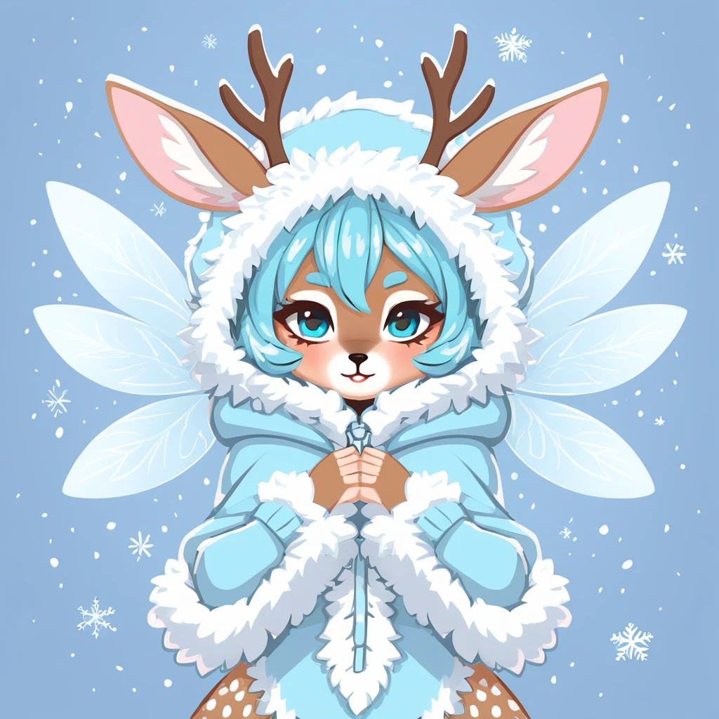 dressed in winter fluff fairy eskimo in deer art style
