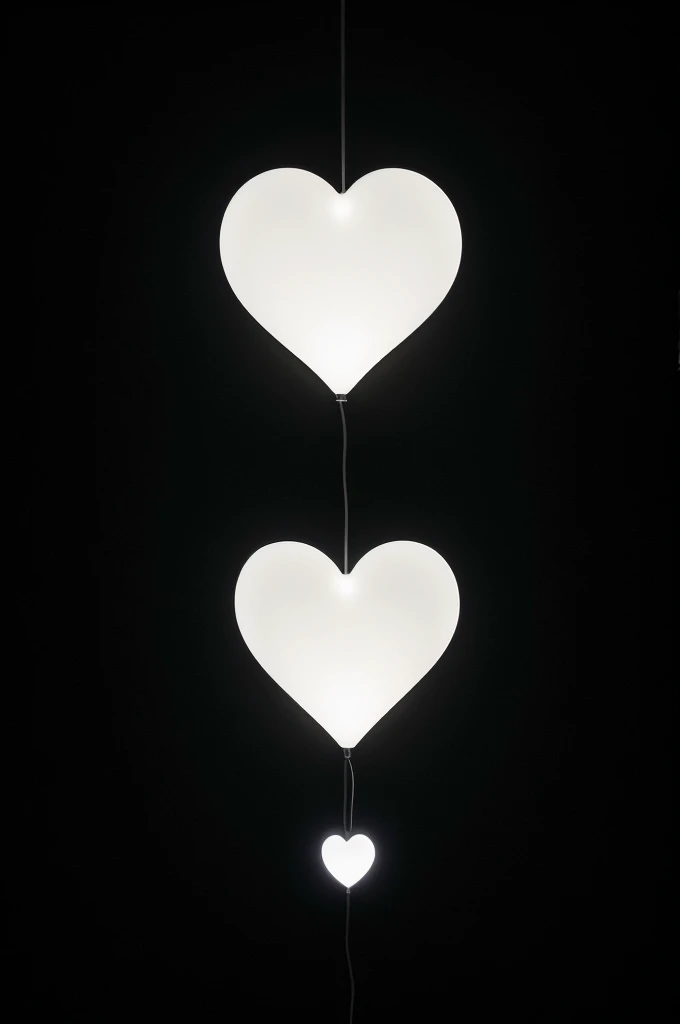 A heart illuminated from above by a white light in a completely black space