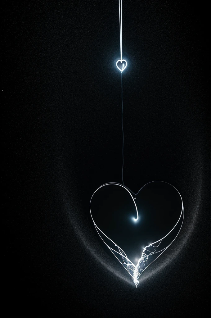 A human heart illuminated in a completely black space