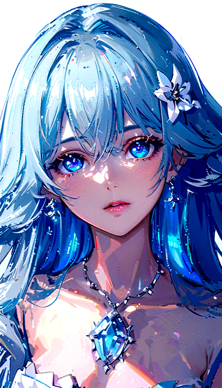 Anime girl with blue hair and blue eyes in a blue dress, Anime Style 4k, Beautiful anime portraits, Beautiful blue hair girl, Anime Art Wallpapers 8K, Stunning Anime Face Portraits, Blue watery eyes, detailed Digital anime art, anime art wallpaper 4k, anime art wallpaper 4k, Beautiful anime art style, Digital anime art
