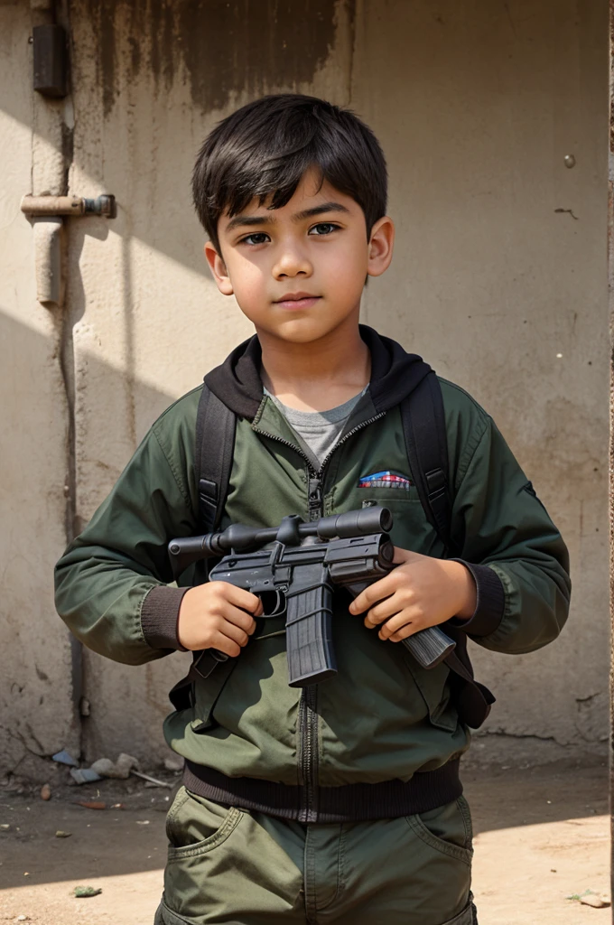 A boy with a gun 