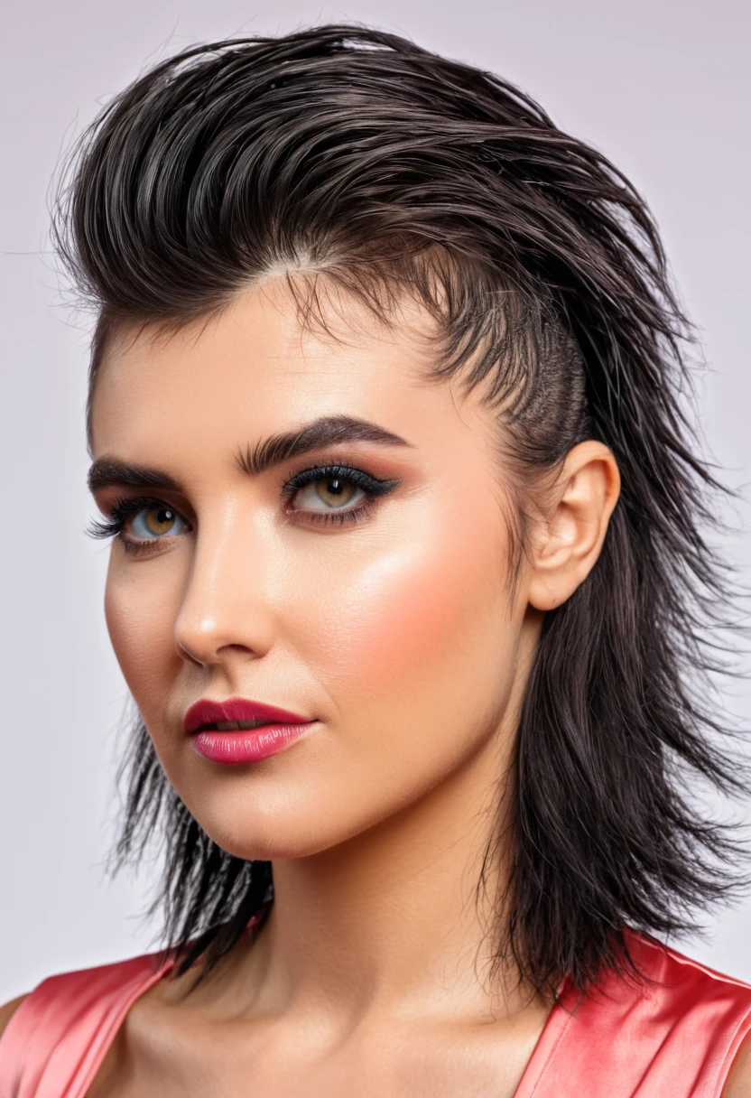 stubble bearded woman with mullet cut