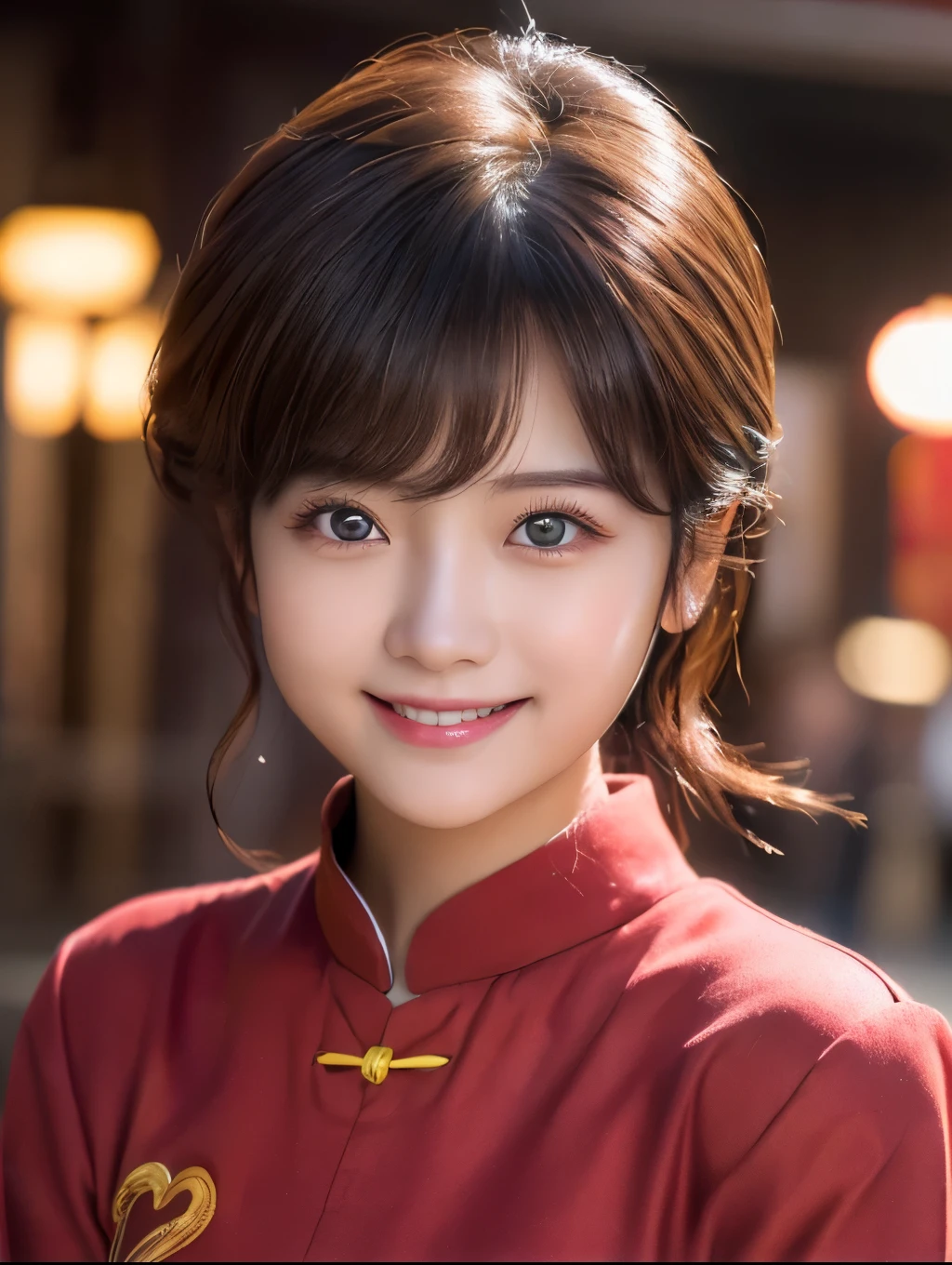 (photoRealstic:1.4),(hyper realisitic:1.4),(realisitic:1.3),(Smooth lighting:1.05),(Improved cinematic lighting:0.9),32k,1 girl,Realistic lighting,raytrace,(japanes:1.2),Detailed eyes, Double eyelid,,(smile :1.5),Chinese clothing
