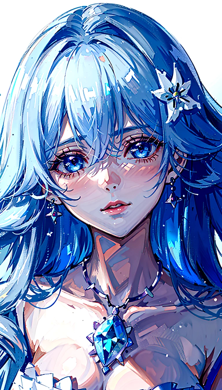 Anime girl with blue hair and blue eyes in a blue dress, Anime Style 4k, Beautiful anime portraits, Beautiful blue hair girl, Anime Art Wallpapers 8K, Stunning Anime Face Portraits, Blue watery eyes, detailed Digital anime art, anime art wallpaper 4k, anime art wallpaper 4k, Beautiful anime art style, Digital anime art