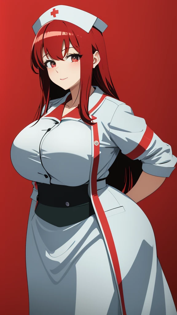 red_background、big_、nurse_custom、An illustration、anime、