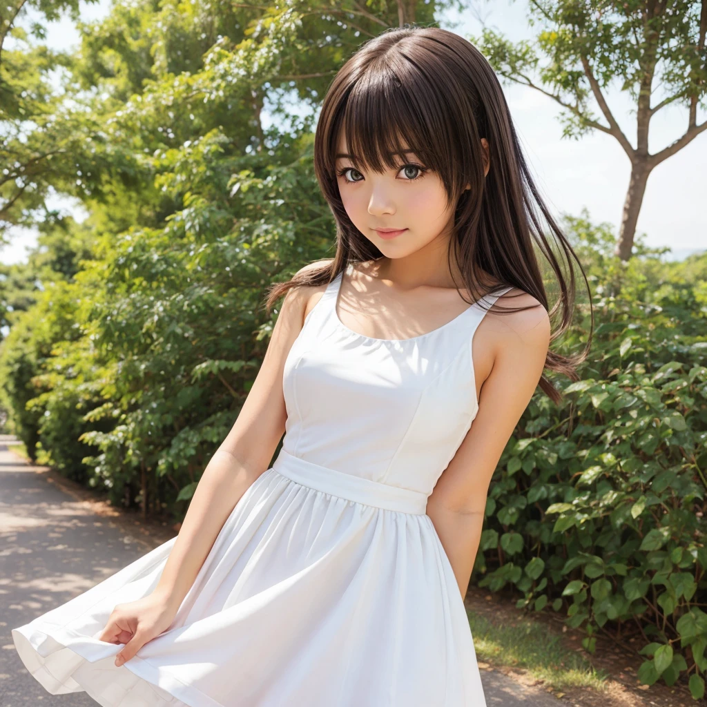 cute anime girl with white dress