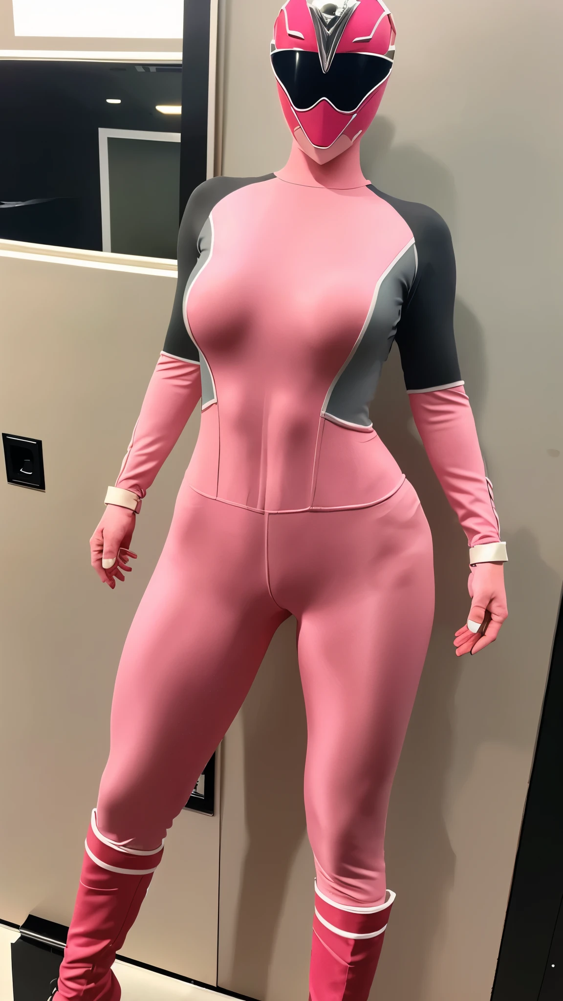 (8K、Ultra-high resolution、Highest quality、masterpiece、Realistic、Ultra-high resolution)、Power Ranger、((Tight fitting bodysuit)),Cosplay、pink、((Big Breasts:1.2、Big Ass))、Sexy pose,bondage:1.4,nsfw,BDSM