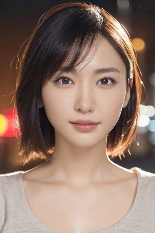 Random Pause, Mix 4, (8K, Original photo, Highest quality, masterpiece: 1.45), (Actual, Vibrant: 1.37), Skinny Japanese woman, One girl, charm, City view, night, rain, Wet, Professional Lighting, Photon Mapping, Radio City, Physically Based Rendering, Gradient black hair, Short Curly Hair, good looking, girl, T-Shirts, High resolution, 1080P, (Beautiful Face), (Detailed facial depiction), (Detailed description of the hand), (Detailed CG), Extreme light and shadow, Messy Hair, Lots of details, (exquisite features), (Highest quality photos), (Beautiful Eyes), Look in front of you, Thin clavicle,