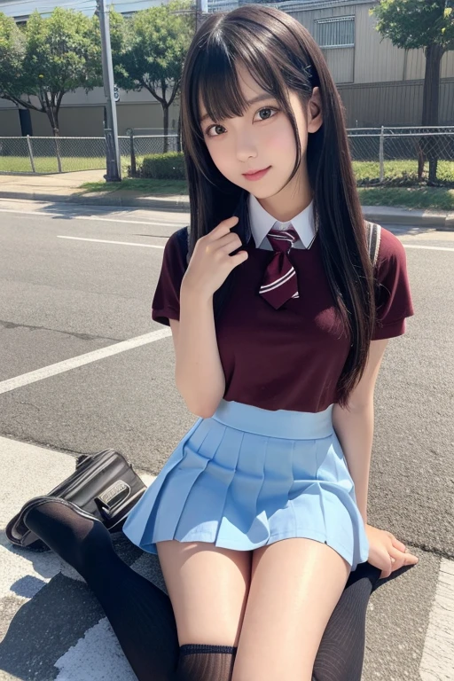 high school girl、Idol、mini skirt、stockings、See-through、sit