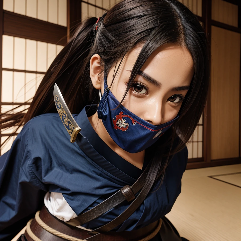 Anime Samurai girl with a sword wear's mask