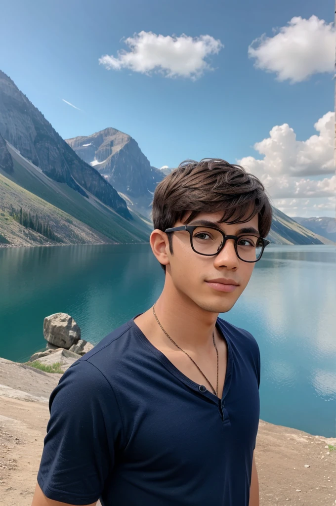 A boy wearing round spects with beautiful background stilling for linkedin