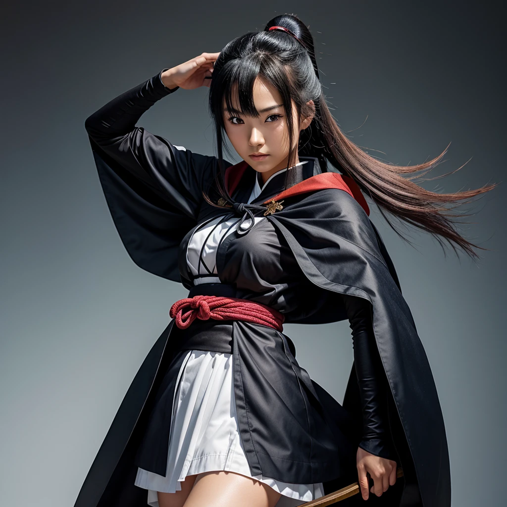 Samurai anime girl with a cape