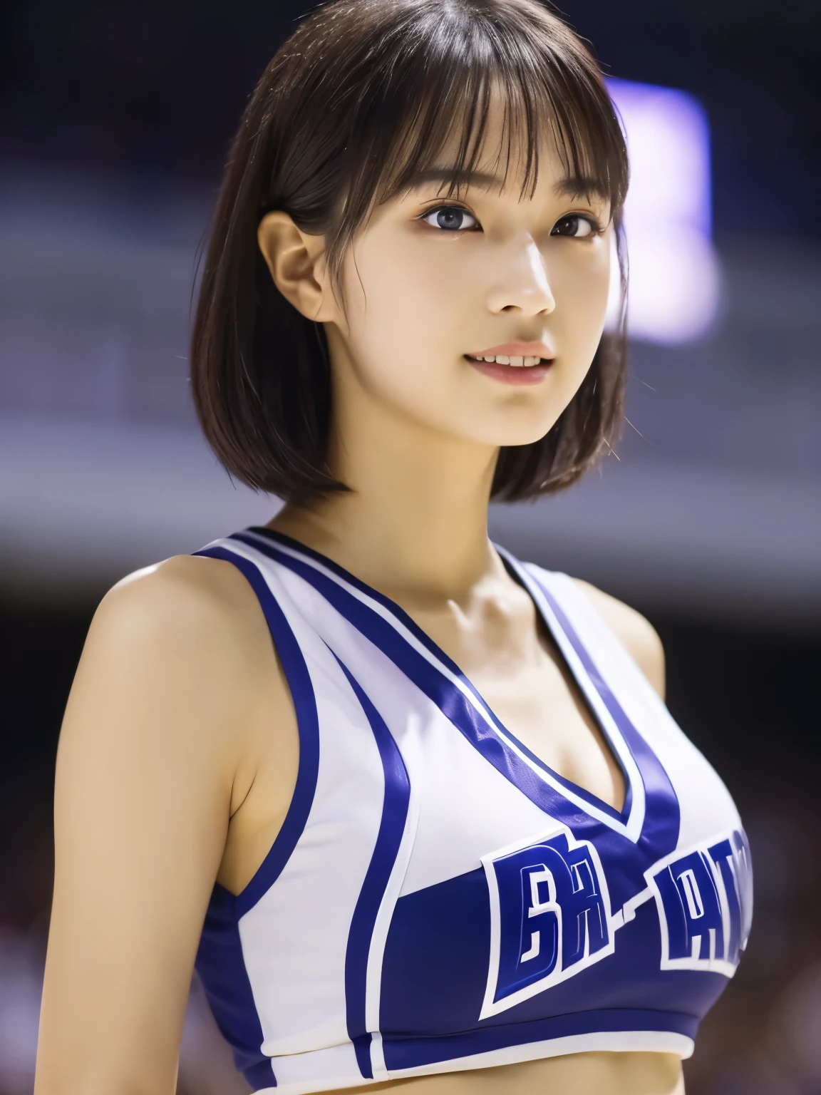 (Cheerleader:1.2),(beautiful girl:1.3), (), (Highest quality:1.4), (Very detailed), (Very detailed美しい顔), (Sweat:1.2), (Dance 1.3), (Look Away:1.5), (Cheerleaderの衣装:1.3), smile, White skin, Great face, iris, Short Bob Hair, (Skinny body type:1.2), (Flat Chest:1.2),Smooth, Very detailed CG 統合 8k 壁紙, High-resolution RAW color photos, Professional photography, Light, BackLight, dream-like, impressive, Written boundary depth, Basketball court, Cowboy Shot