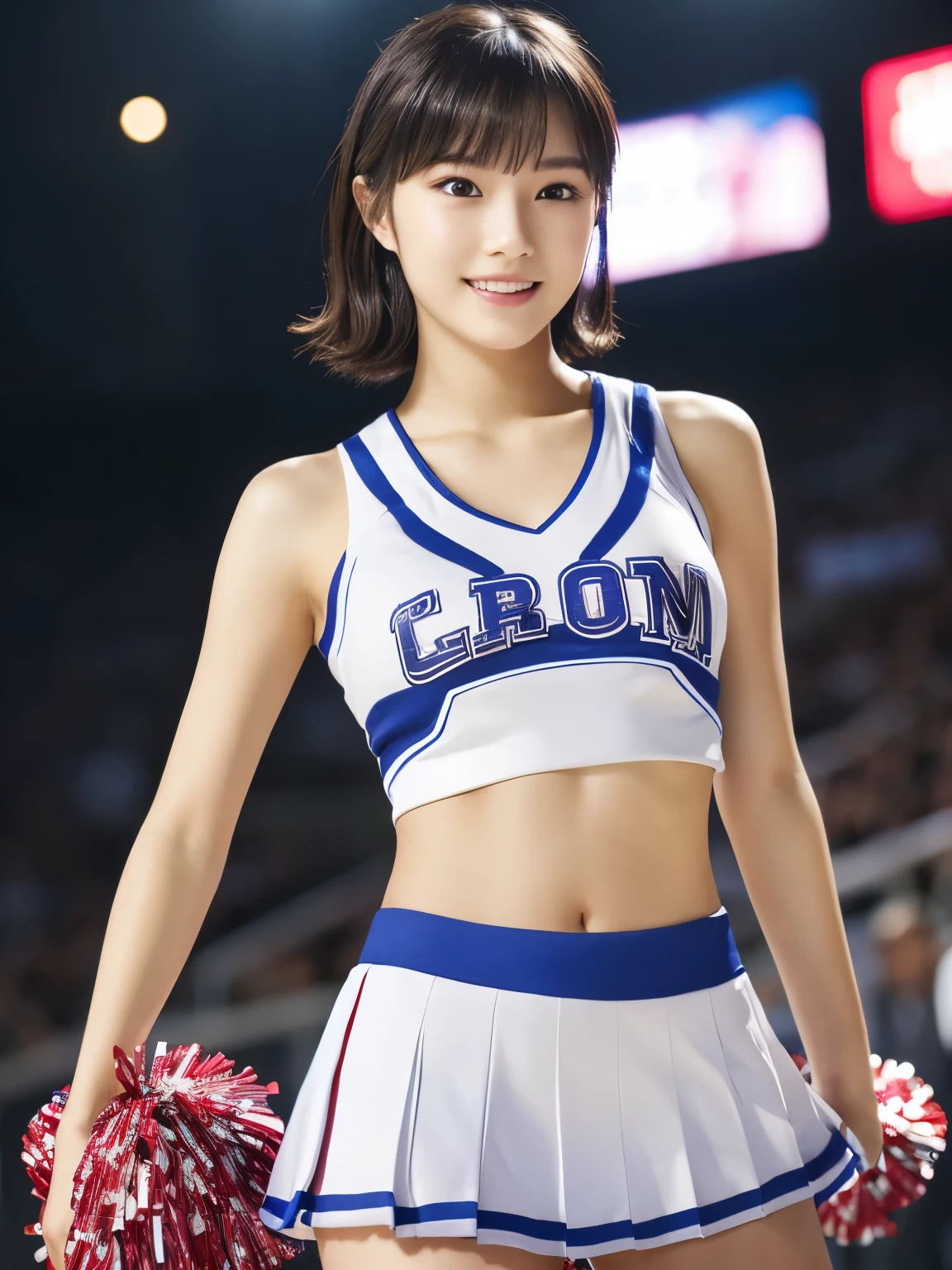 (Cheerleader:1.2),(beautiful girl:1.3), (************), (Highest quality:1.4), (Very detailed), (Very detailed美しい顔), (Sweat:1.2), (Dance 1.3), (Look Away:1.5), (Cheerleaderの衣装:1.3), smile, Symmetrical eyes, White skin, Great face, iris, Short Bob Hair, (Skinny body type:1.2), (Flat Chest:1.2),Smooth, Very detailed CG 統合 8k 壁紙, High-resolution RAW color photos, Professional photography, Light, BackLight, dream-like, impressive, Written boundary depth, Basketball court, Cowboy Shot