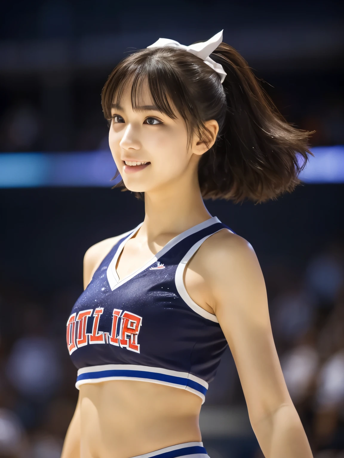 (Cheerleader:1.2),(beautiful girl:1.3), (************), (Highest quality:1.4), (Very detailed), (Very detailed美しい顔), (Sweat:1.2), (Dance 1.3), (Look Away:1.5), (Cheerleaderの衣装:1.3), smile, Symmetrical eyes, White skin, Great face, iris, Short Bob Hair, (Skinny body type:1.2), (Flat Chest:1.2),Smooth, Very detailed CG 統合 8k 壁紙, High-resolution RAW color photos, Professional photography, Light, BackLight, dream-like, impressive, Written boundary depth, Basketball court, Cowboy Shot