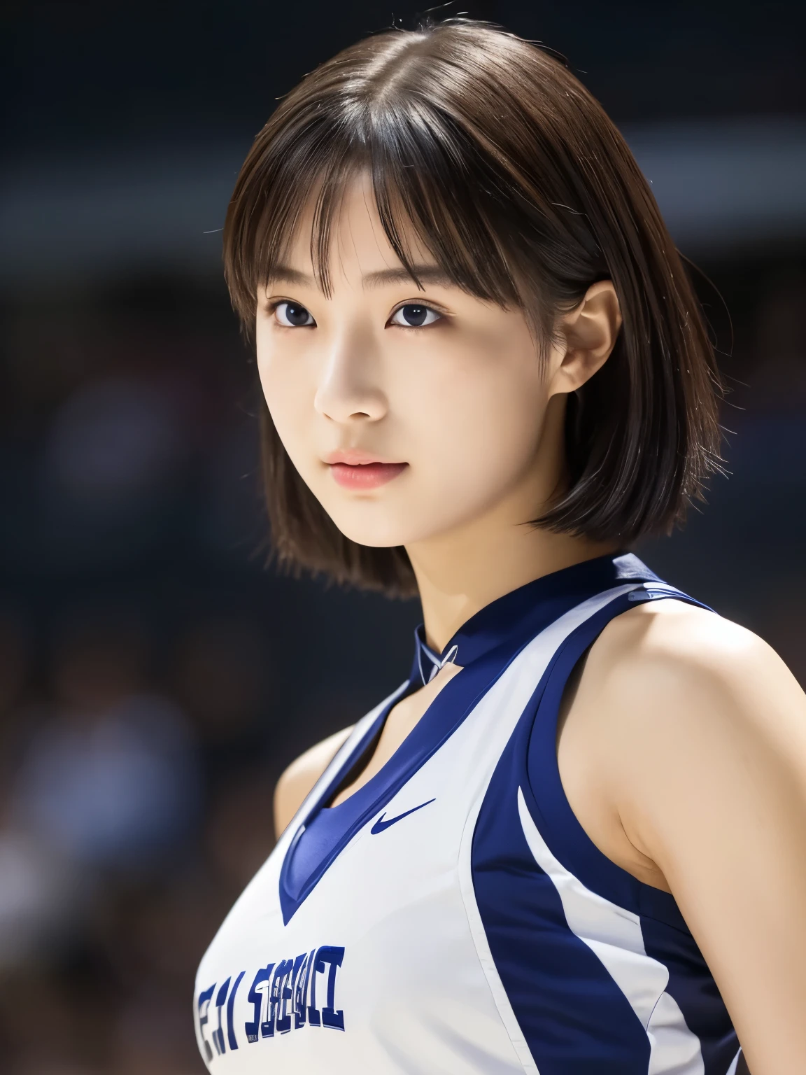 (Cheerleader:1.2),(beautiful girl:1.3), (17 years old), (Highest quality:1.4), (Very detailed), (Very detailed美しい顔), (Sweat:1.2), (Dance 1.3), (Look Away:1.5), (Cheerleaderの衣装:1.3), smile, Symmetrical eyes, White skin, Great face, iris, Short Bob Hair, (Skinny body type:1.2), (Flat Chest:1.2),Smooth, Very detailed CG 統合 8k 壁紙, High-resolution RAW color photos, Professional photography, Light, BackLight, dream-like, impressive, Written boundary depth, Basketball court, Cowboy Shot