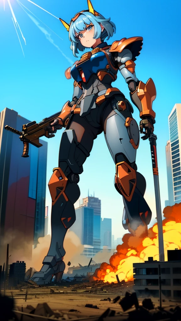 ((giantess))
((Robot Girl)) ((Mechanical Armor)) ((Metal Armor))

((Run through the valley of buildings))((Injection))

((Heavy Armament)) ((Heavy Weapon)) ((Bazouga)) ((Rifle)) ((Long Spear)) ((Great Shield)) ((Helmet)) ((Mechanized Wing))

((beautiful eyes)) ((gentle expression)) ((anime style eyes))

((New York Manhattan)) ((major city)) ((skyscraper district))
(((Female titan taller than a building)))) ((Destroyed city))
(GTScramped, Giantess: 1.2), Outdoors, Full Body, (Height Difference, Standing Close to Crowd: 1.2)
Black smoke fire, fire, flame ((crowd runs away)))
Ruins, piles of rubble, battlefields, ground zero, burnt fields
collapsed buildings, broken cars
big city
unreal engine,((concentrated line)) ((wide-angle lens)) ((sunlight))

((masterpiece)) ((beautiful girl)) ((precise picture))
((Unreal Engine))

((anime style))
(anmnr,Manga character
Destroyed skyscrapers, destroyed cars, crowd Unreal Engine,starrystarscloudcolorful,ROBOTANIMESTYLE,RRS,SRS,MRS,FRS,NJRS,RARS,HRS,BRS