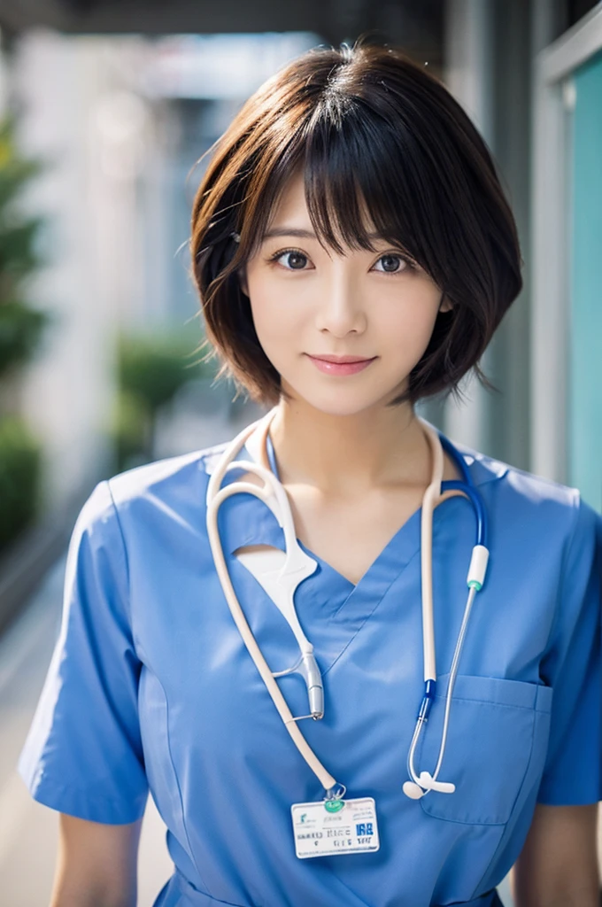 nurse、woman、short hair