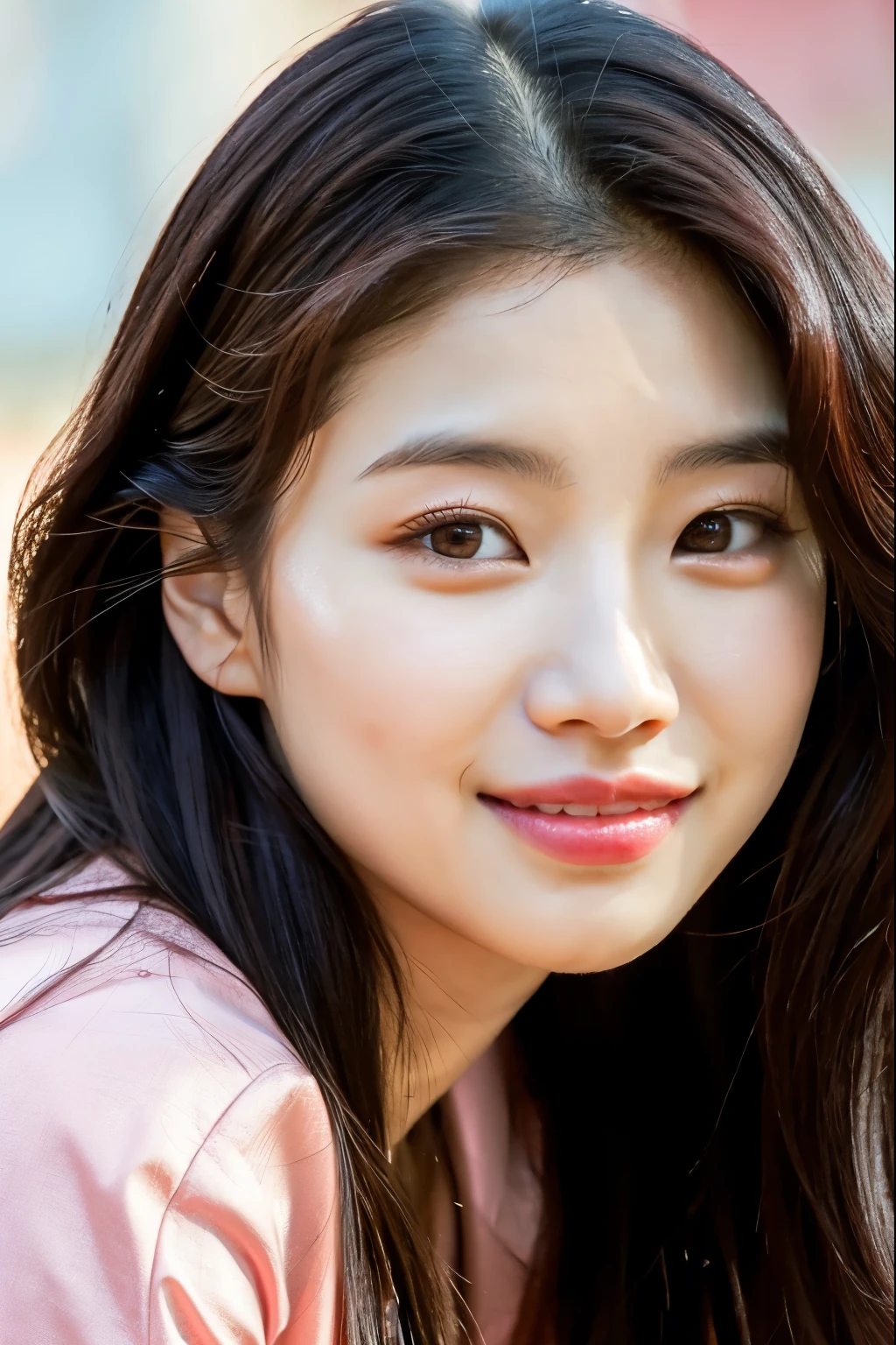 a close up of a woman with long hair wearing a pink dress, bae suzy, jaeyeon nam, jinyoung shin, wan adorable korean face, lee ji-eun, lee ji - eun, heonhwa choe, hwang se - on, park ji-min, kim doyoung, taejune kim, official photos, portrait of jossi of blackpink