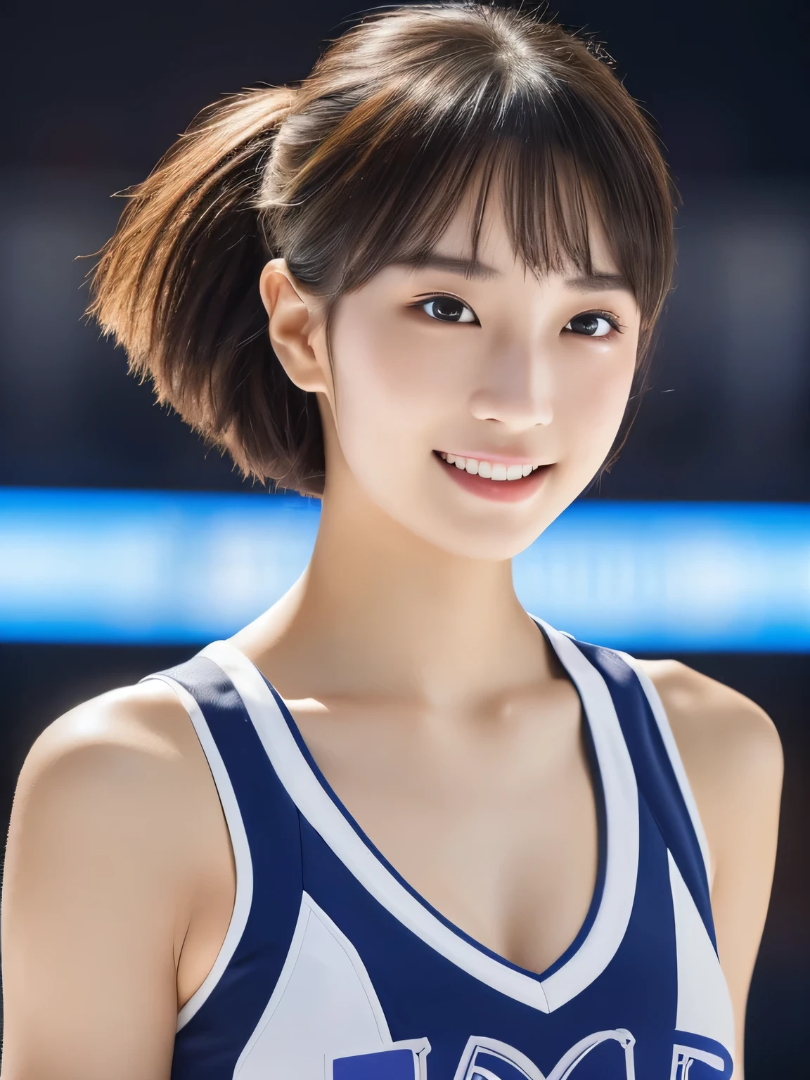 (Cheerleader:1.2),(beautiful girl:1.3), (************), (Highest quality:1.4), (Very detailed), (Very detailed美しい顔と目), (Sweat:1.2), (Dance 1.5), (Look Away:1.5), (Cheerleader costumes:1.3), smile, Open your mouth, White skin, Great face, iris, Short Bob Hair, (Skinny body type:1.2), (Flat Chest:1.2),Smooth, Very detailed CG synthesis 8k wallpaper, High-resolution RAW color photos, Professional photography, Light, BackLight, dream-like, impressive, Written boundary depth, Basketball court, Cowboy Shot, (Close-up of face:1.2)