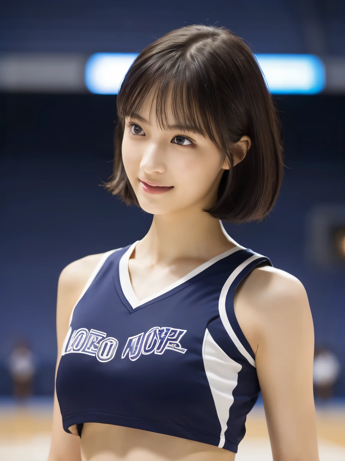 (Cheerleader:1.2),(beautiful girl:1.3), (************), (Highest quality:1.4), (Very detailed), (Very detailed美しい顔と目), (Sweat:1.2), (Cheer Dance 1.8), (Look Away:1.5), (Cheerleaderの衣装:1.3), smile, Open your mouth, White skin, Great face, iris, Short Bob Hair, (Skinny body type:1.2), (Flat Chest:1.2),Smooth, Very detailed CG 統合 8k 壁紙, High-resolution RAW color photos, Professional photography, Light, BackLight, dream-like, impressive, Written boundary depth, Basketball court, Cowboy Shot
